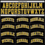 Personalized Skull Baseball Jersey - Custom Team Name & Number in Black Gold-White Authentic Design Personalized Black Gold-White