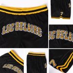 Custom Black Gold White Throwback Basketball Shorts with Personalized Name and Number Personalized Black Gold-White Authentic