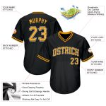 Personalized Black Gold White Baseball Jersey Shirt Authentic Throwback Rib Knit Personalized Black Gold-White Authentic