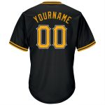 Personalized Black Gold White Baseball Jersey Shirt Authentic Throwback Rib Knit Personalized Black Gold-White Authentic