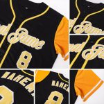 Custom Name & Number Authentic Two Tone Black Gold-White Softball Jersey - Personalized Team Apparel Personalized Black Gold-White