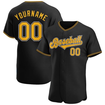 Personalized Black and Gold Baseball Jersey - Custom White Jersey for Adults Personalized Black Gold-White Baseball Jersey
