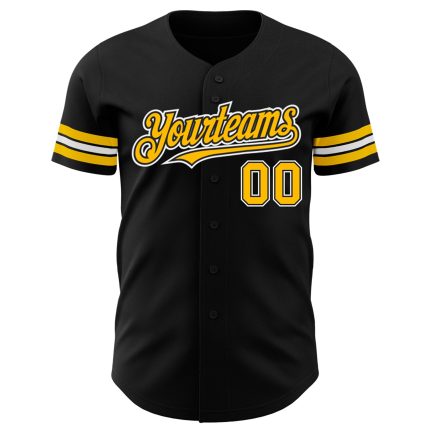 Personalized Black Gold White Baseball Jersey for Men | Custom Team Apparel 21 Personalized Black Gold-White Baseball Jersey