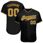 Custom Personalized Black and Gold Baseball Jersey Size 3 Personalized Black Gold-White Baseball Jersey 3