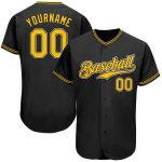 Custom Personalized Black Gold-White Baseball Jersey for Men and Women Personalized Black Gold-White Baseball Jersey 4