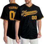 Personalized Baseball Jersey in Black Gold and White - Custom Number 5 Personalized Black Gold-White Baseball Jersey 5