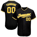 Personalized Black and Gold Baseball Jersey for Men and Women - Custom White 6 Personalized Black Gold-White Baseball Jersey