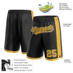 Personalized Basketball Shorts Black and Gold White Design for Men Women Personalized Black Gold-White Basketball Shorts