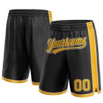 Personalized Basketball Shorts Black and Gold White Design for Men Women Personalized Black Gold-White Basketball Shorts
