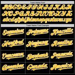 Personalized Varsity Letterman Hoodie Jacket - Black Gold-White Full-Snap Bomber Personalized Black Gold-White Bomber Full-Snap