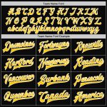 Personalized Varsity Letterman Jacket Black Gold-White Full-Snap Bomber Personalized Black Gold-White Bomber Full-Snap Varsity