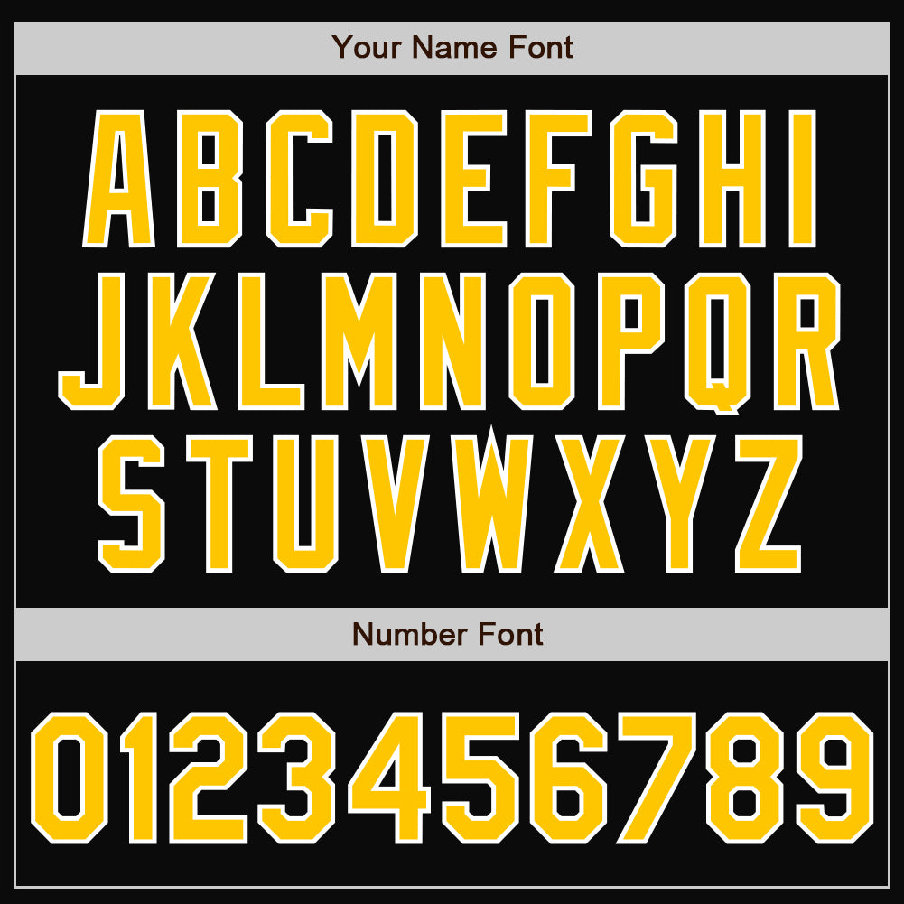 Personalized Varsity Letterman Jacket Black Gold-White Full-Snap Bomber Personalized Black Gold-White Bomber Full-Snap Varsity - Image 7