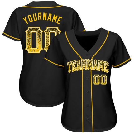 Personalized Black White Gold Drift Baseball Jersey - Fashion Sports Apparel Personalized Black Gold-White Drift Fashion