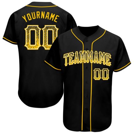 Personalized Black White Gold Drift Baseball Jersey - Fashion Sports Apparel Personalized Black Gold-White Drift Fashion