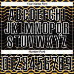 Personalized Black and Gold Geometric Lines Soccer Jersey Uniform for Sublimation Personalized Black Gold-White Geometric