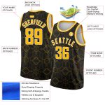 Personalized City Edition Basketball Jersey Black Gold White Geometric Shapes Personalized Black Gold-White Geometric Shapes