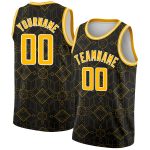 Personalized City Edition Basketball Jersey Black Gold White Geometric Shapes Personalized Black Gold-White Geometric Shapes