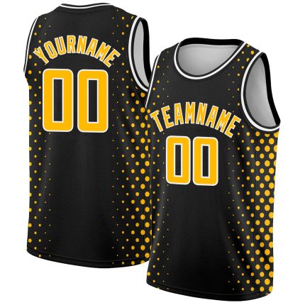 Custom City Edition Basketball Jersey - Personalized Black Gold-White Halftone with Name & Number Personalized Black Gold-White