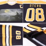 Personalized Black Gold White Hockey Jersey - Custom Sport Jersey 2 Personalized Black Gold-White Hockey Jersey 2