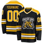 Personalized Black Gold White Hockey Jersey - Custom Sport Jersey 2 Personalized Black Gold-White Hockey Jersey 2