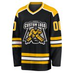 Personalized Black Gold White Hockey Jersey - Custom Sport Jersey 2 Personalized Black Gold-White Hockey Jersey 2