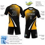 Custom Name Number Sublimation Volleyball Uniform Jersey - Personalized Black Gold White Lines Dots Design Personalized Black