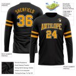Custom Team Performance Long Sleeve T-Shirt with Personalized Black and Gold-White Name & Number Personalized Black Gold-White