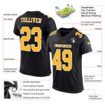 Personalized Authentic Football Jersey - Black Gold White Mesh Design Personalized Black Gold-White Mesh Authentic Football
