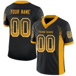Custom Black Gold White Mesh Football Jersey with Personalized Name and Number - Drift Fashion Team Gear Personalized Black
