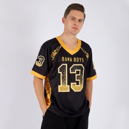 Custom Black Gold White Mesh Football Jersey with Personalized Name and Number - Drift Fashion Team Gear Personalized Black