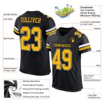 Personalized Black Gold White Mesh Football Jersey - Custom Team Sports Apparel Personalized Black Gold-White Mesh Football