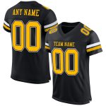Personalized Black Gold White Mesh Football Jersey - Custom Team Sports Apparel Personalized Black Gold-White Mesh Football