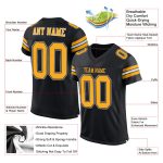 Custom Personalized Black and Gold White Mesh Football Jersey Personalized Black Gold-White Mesh Football Jersey