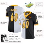 Custom Black Gold White Mesh Football Jersey with Personalized Name and Number - Fashion Team Apparel Personalized Black