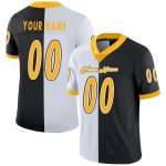 Custom Black Gold White Mesh Football Jersey with Personalized Name and Number - Fashion Team Apparel Personalized Black