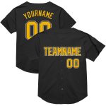 Personalized Black Gold White Mesh Baseball Jersey - Throwback Style 2 Personalized Black Gold-White Mesh Throwback Baseball