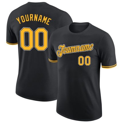 Custom Black Gold-White Performance T-Shirt for Men and Women - Personalized Active Wear Personalized Black Gold-White Performance