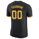 Custom Name and Number Black White Gold Performance T-Shirt - Personalized Team Apparel Personalized Black Gold-White Performance