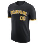 Custom Name and Number Black White Gold Performance T-Shirt - Personalized Team Apparel Personalized Black Gold-White Performance