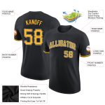 Custom Name and Number Black White Gold Performance T-Shirt - Personalized Team Apparel Personalized Black Gold-White Performance