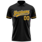 Custom Team Name Number Black Gold-White Golf Polo Shirt Performance Vapor Personalized Black Gold-White Performance Vapor