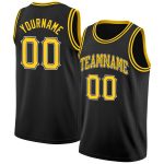 Personalized Black Gold White Basketball Jersey Round Neck Rib-Knit Personalized Black Gold-White Round Neck Rib-Knit Basketball