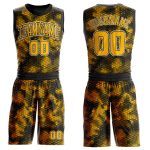 Personalized Black Gold White Round Neck Basketball Jersey Suit - Sublimation Style Personalized Black Gold-White Round Neck