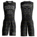 Custom Name Number Basketball Jersey - Personalized Black Gold-White Round Neck Sublimation Team Suit Personalized Black