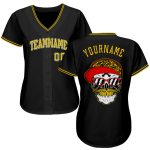 Personalized Skull Baseball Jersey in Black, Gold, and White - Stylish Fashion Jersey for Unique Look Personalized Black