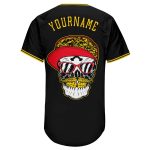 Personalized Skull Baseball Jersey in Black, Gold, and White - Stylish Fashion Jersey for Unique Look Personalized Black