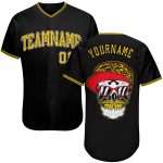 Personalized Skull Baseball Jersey in Black, Gold, and White - Stylish Fashion Jersey for Unique Look Personalized Black