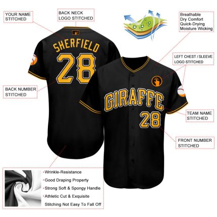 Custom Name Number Black Gold White Softball Jersey - Personalized Team Jersey Personalized Black Gold-White Softball Jersey