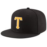 Personalized Adjustable Snapback Hat in Black and Gold with White Stitching Personalized Black Gold-White Stitched Adjustable