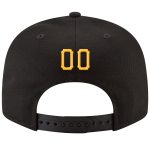 Personalized Adjustable Snapback Hat in Black and Gold with White Stitching Personalized Black Gold-White Stitched Adjustable